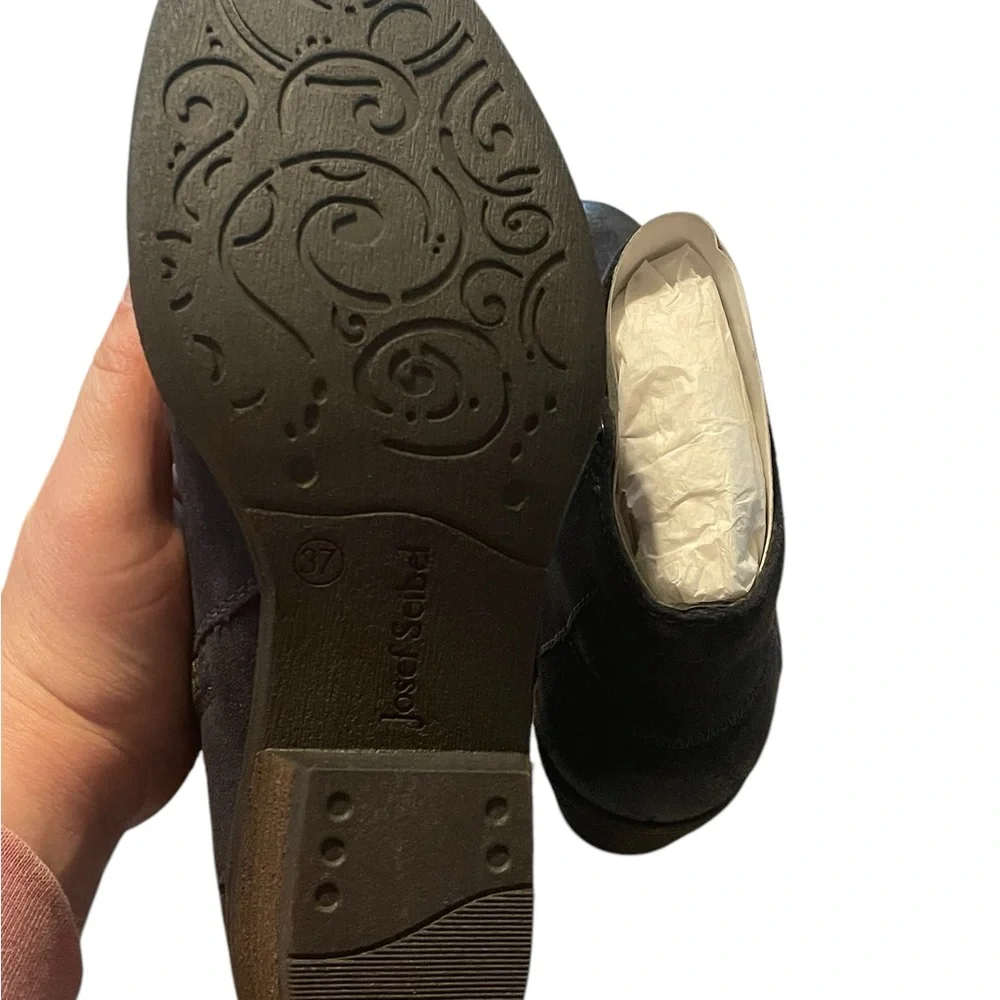 Josef Seibel Black‎ Suede Leather Booties, Faux Fur Lining, Size 37, NIB